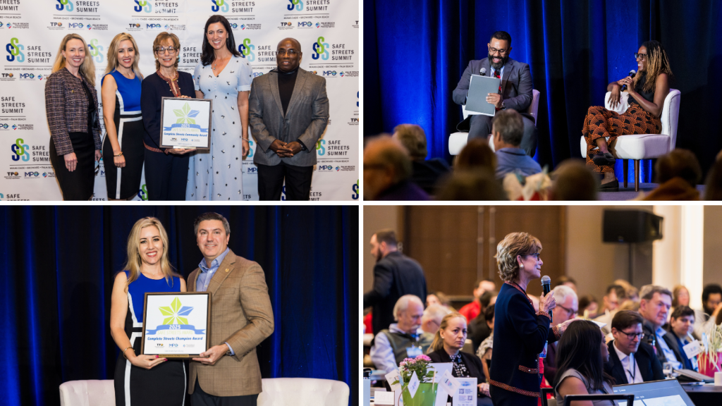 Photo collage of award winners and speakers from the 2025 Safe Streets Summit.